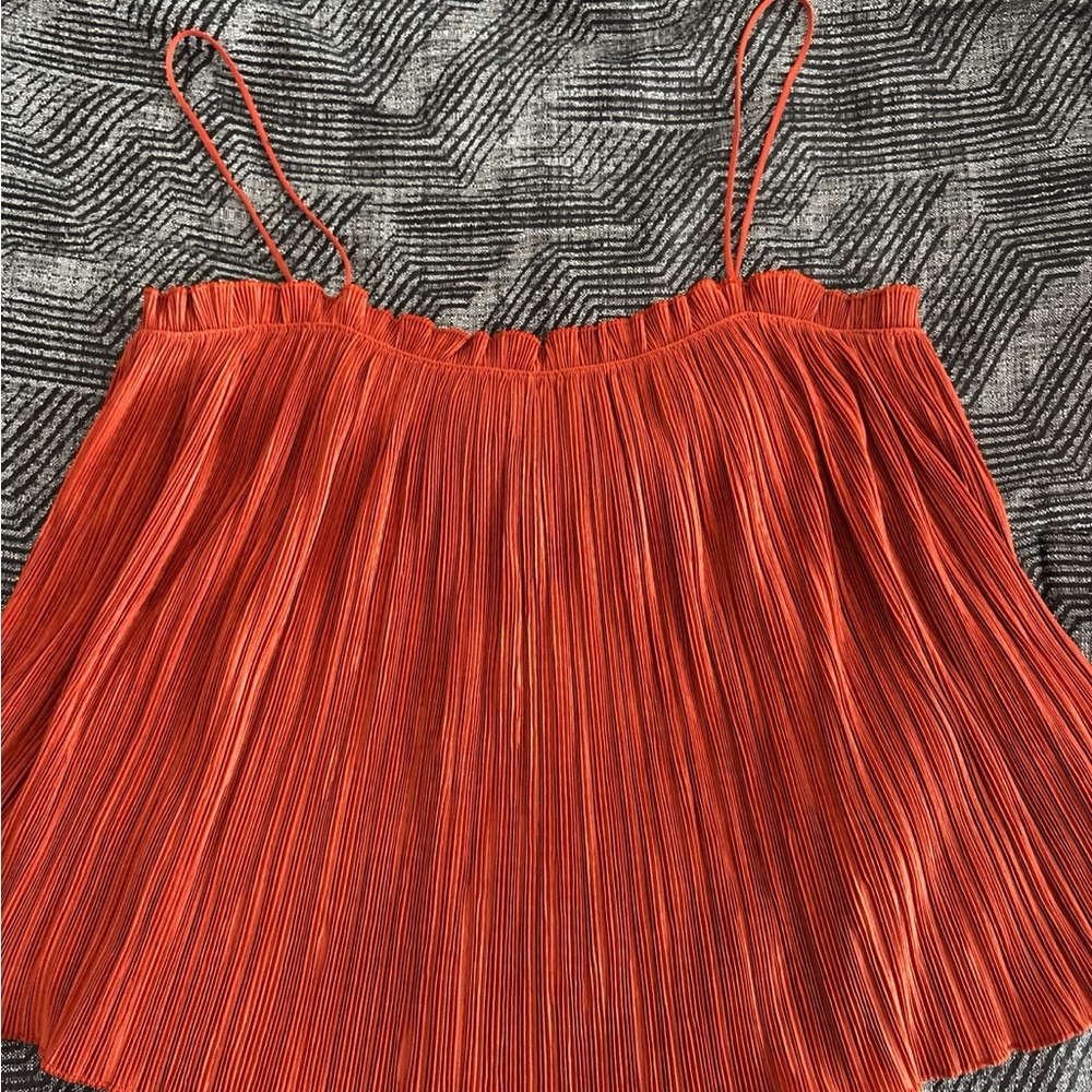 Pleated Orange Women's Top